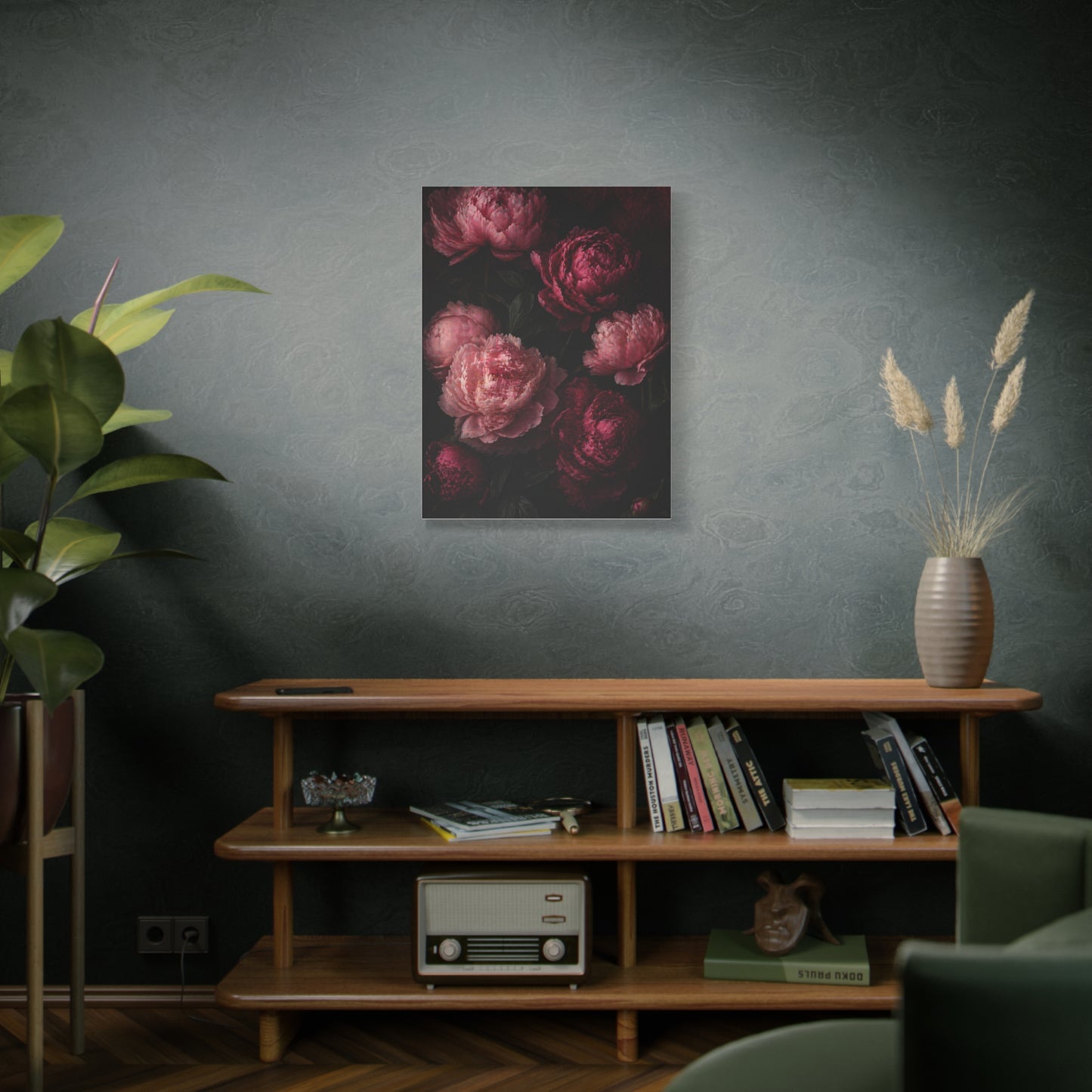 Dark Peony Floral Pink Wall Art & Canvas Print