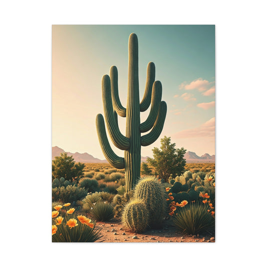 Saguaro and Barrel Cactus Desert Vista Wall Art & Canvas Prints