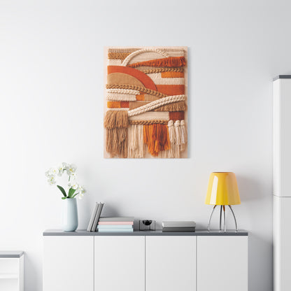 Boho Textile Orange Fiber Composition Wall Art & Canvas Print