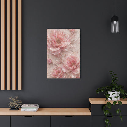 Crushed Glass Pink Floral Relief Wall Art & Canvas Print