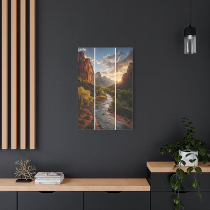 Zion Canyon Triptych Landscape Wall Art & Canvas Print