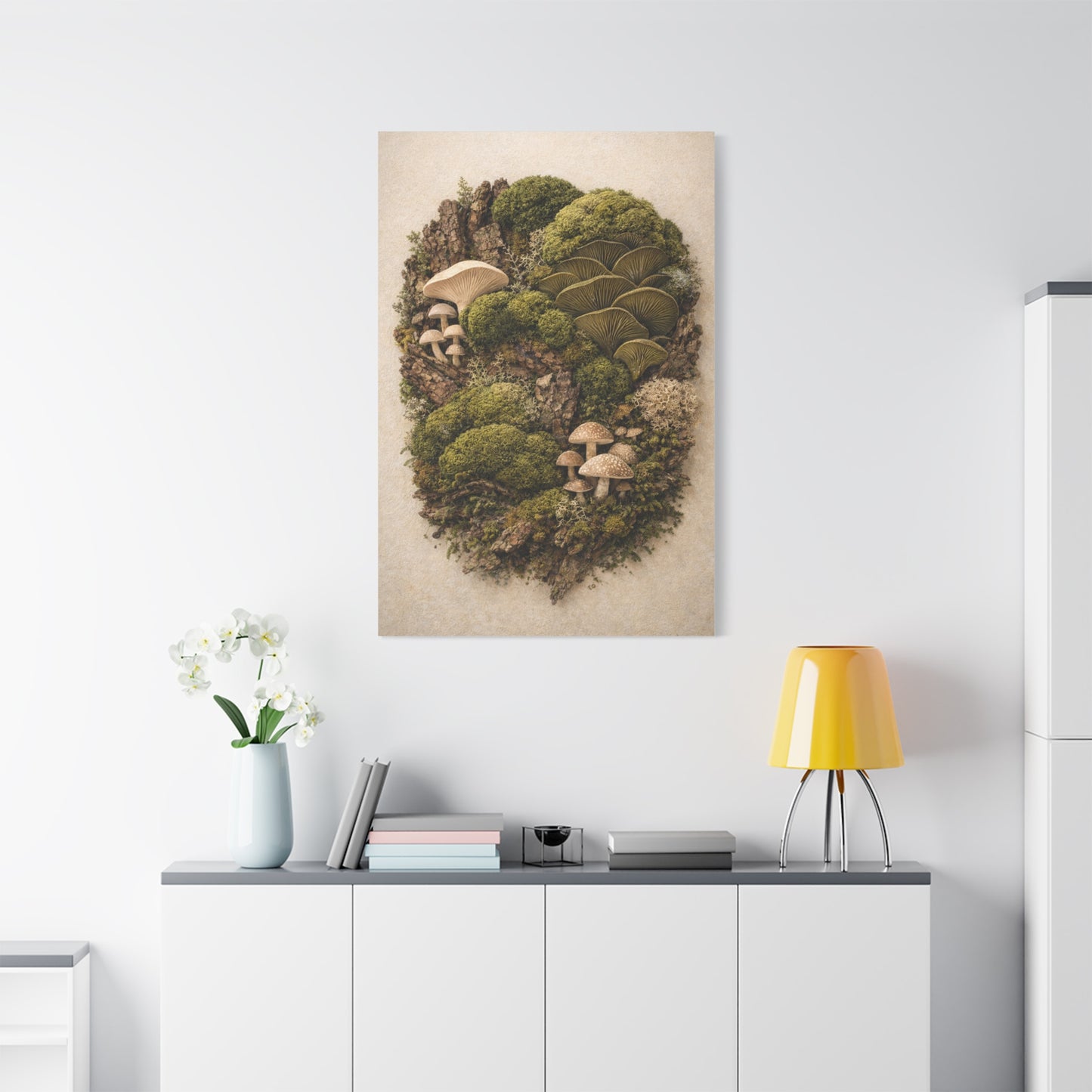 Preserved Moss & Fungi Woodland Collage Wall Art & Canvas Print