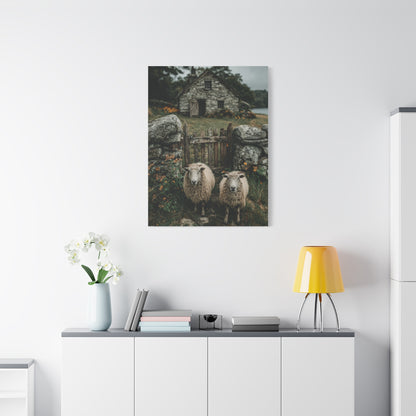 Sheep at Farmhouse Gate Wall Art & Canvas Print