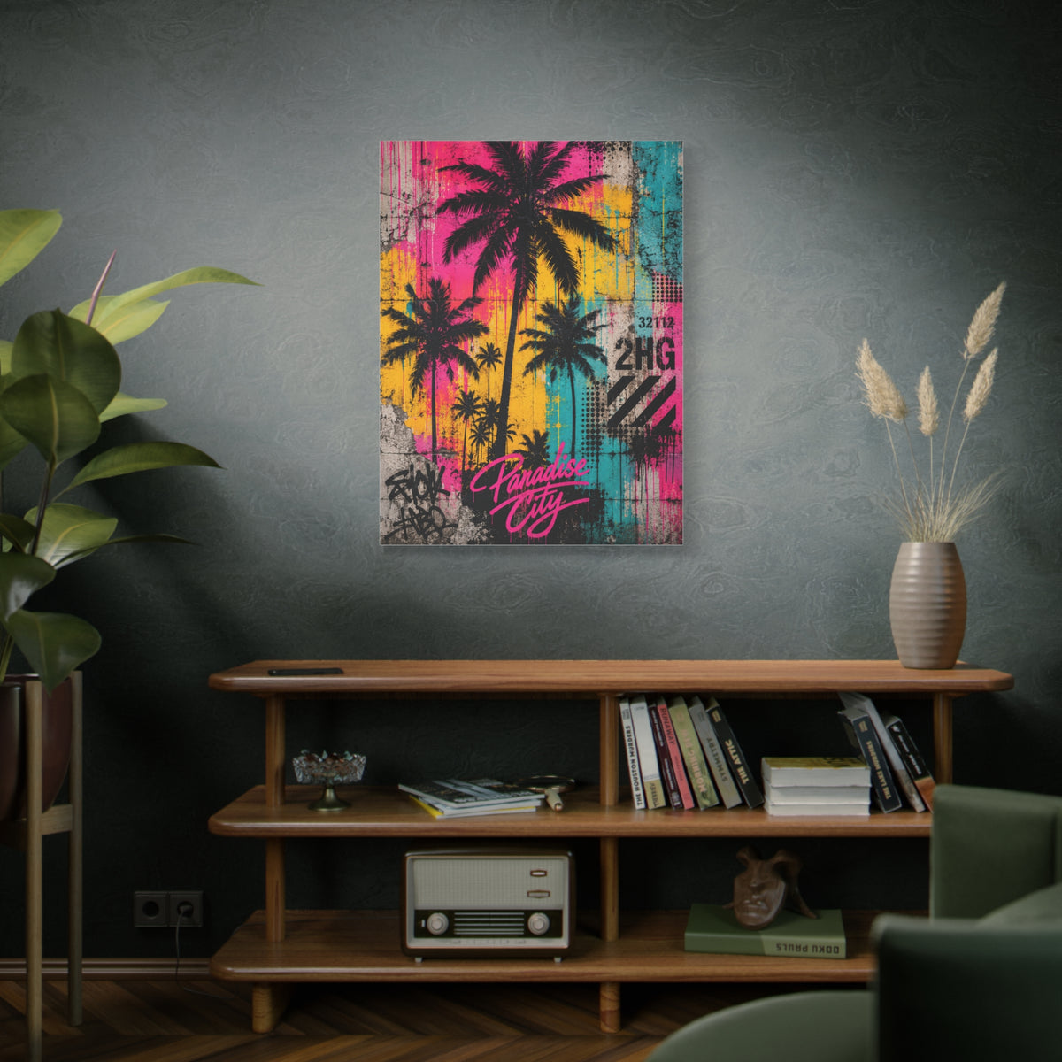 Neon Graffiti Palm Paradise Tropical Wall Art & Canvas Print