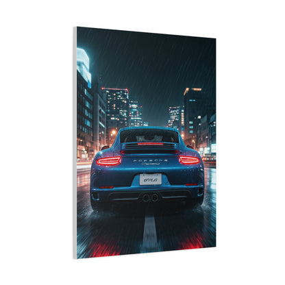 Porsche 911 Carrera 4 GTS Neon City Reflections Wall Art & Canvas Prints