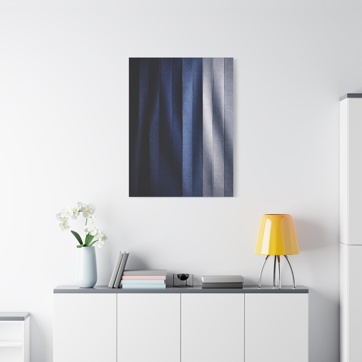 Textile Pleated Navy Composition Wall Art & Canvas Print