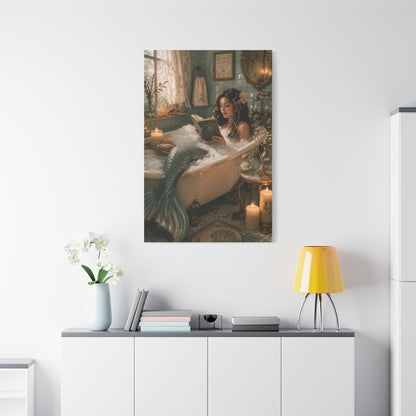 Vintage Bath Mermaid Reading Wall Art & Canvas Print