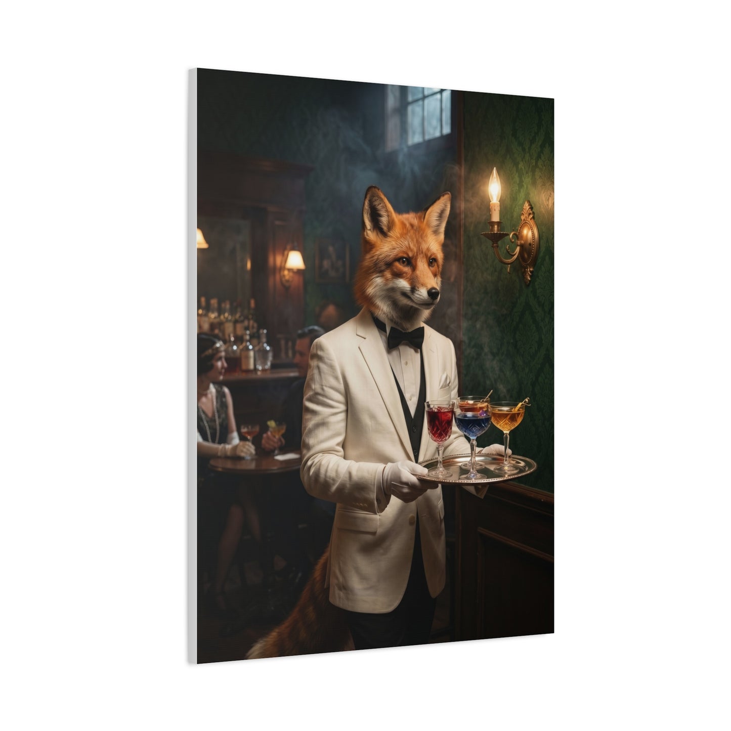 Fox Butler Cocktail Service Portrait Wall Art & Canvas Print