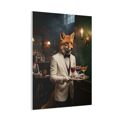 Fox Butler Cocktail Service Portrait Wall Art & Canvas Print