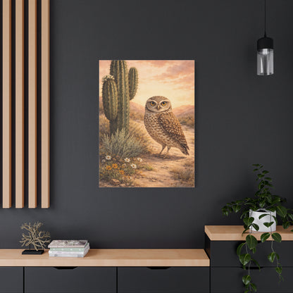 Desert Burrowing Owl Landscape Wall Art & Canvas Print