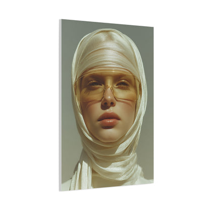 Golden Veil Futuristic Portrait Wall Art & Canvas Print
