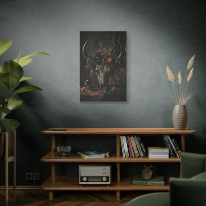 Western Gothic Bull Skull Floral Still Life Wall Art & Canvas Print