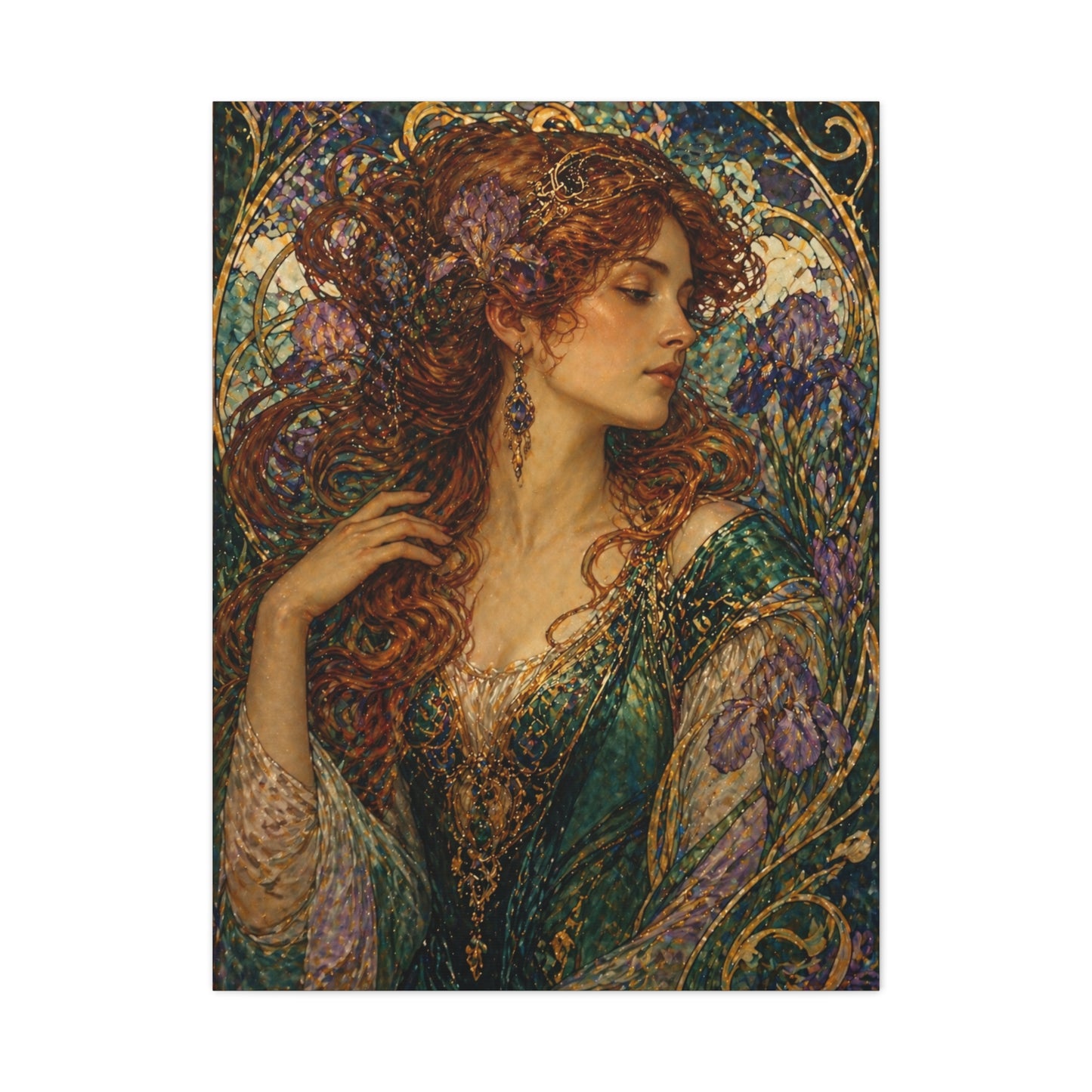 Art Nouveau Woman Ornamental Portrait Wall Art & Canvas Print