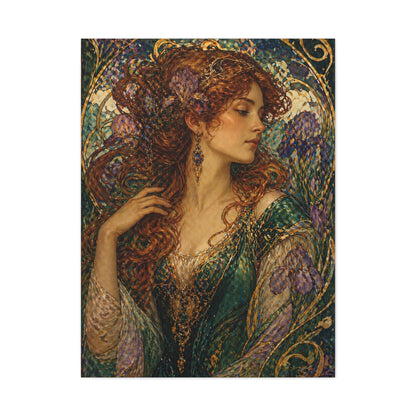 Art Nouveau Woman Ornamental Portrait Wall Art & Canvas Print