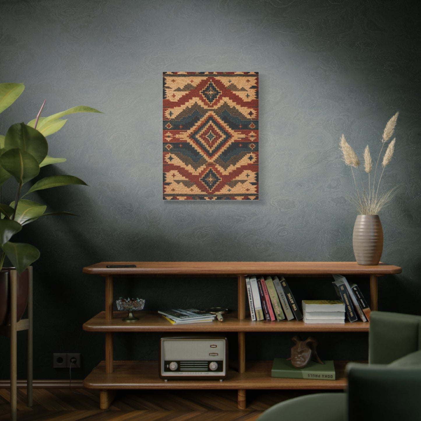 Navajo Inspired Geometric Textile Southwest Wall Art & Canvas Print