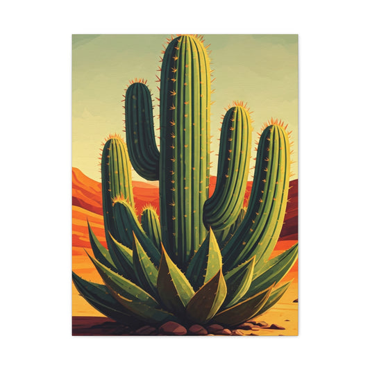 Southwestern Saguaro and Agave Desert Illustration Wall Art & Canvas Prints