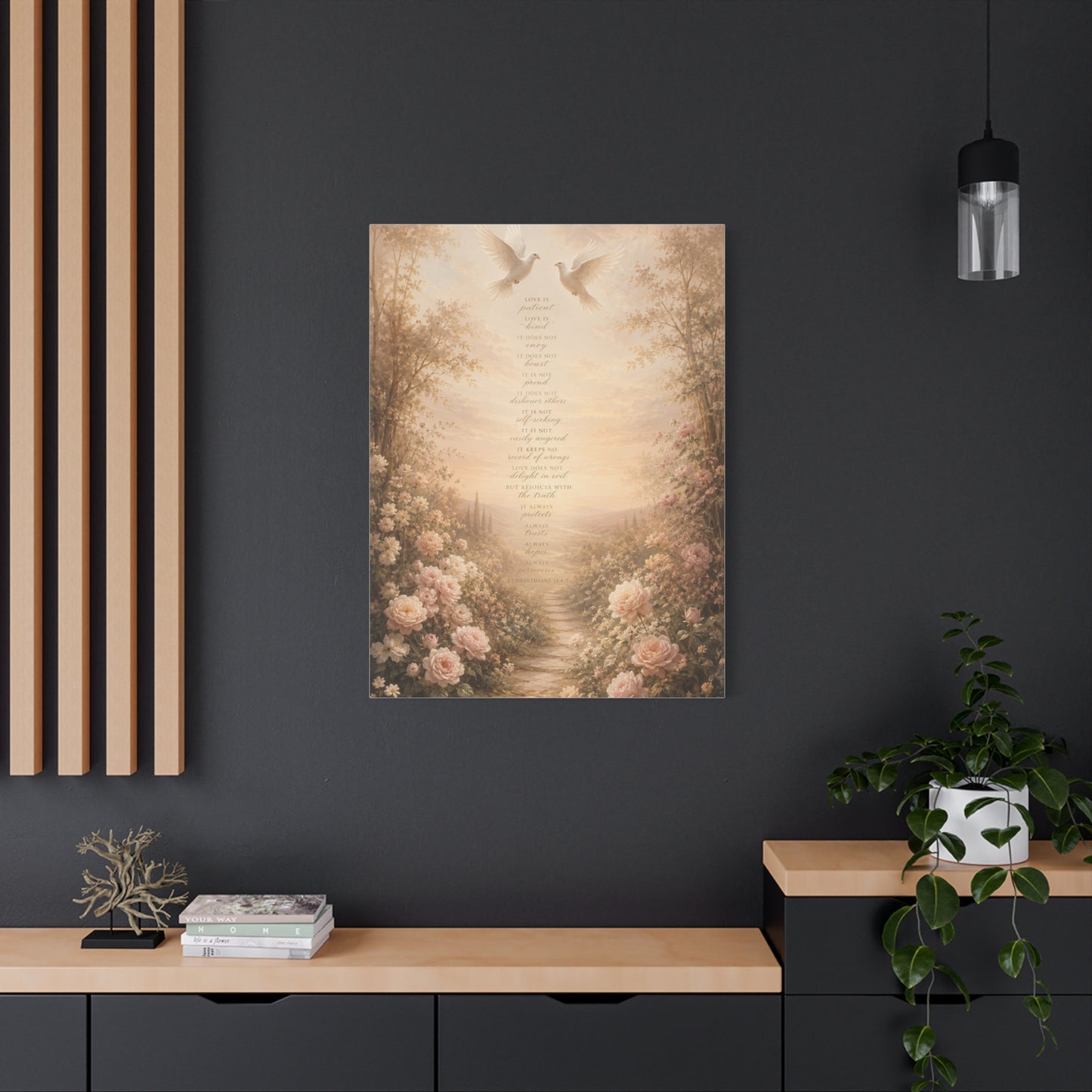 1 Corinthians 13 Dove Garden Scripture Wall Art & Canvas Print