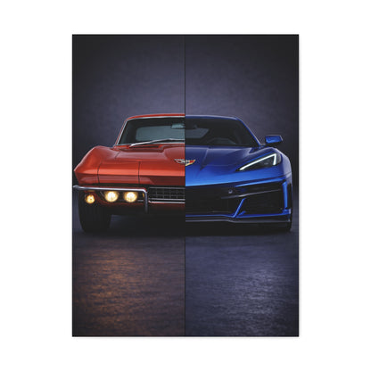 Corvette Performance Evolution Split C2 vs C8 Wall Art & Canvas Prints