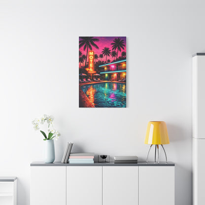 Surreal Pop-Art Motel Night Scene Wall Art & Canvas Print
