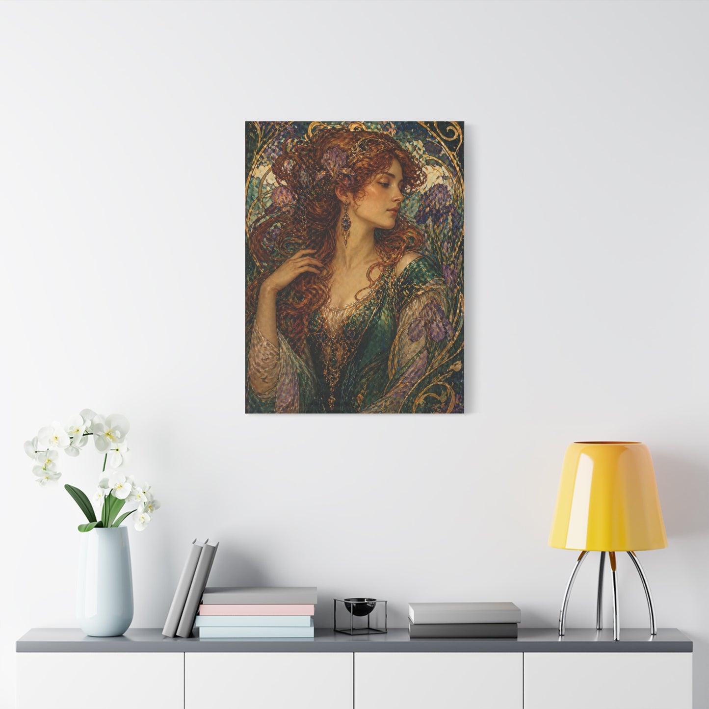 Art Nouveau Woman Ornamental Portrait Wall Art & Canvas Print