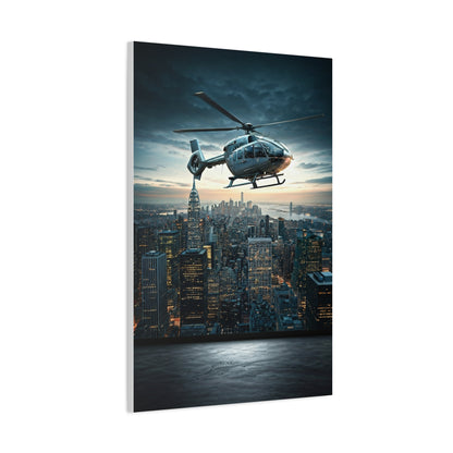 City Skyline Helicopter Patrol Wall Art & Canvas Prints