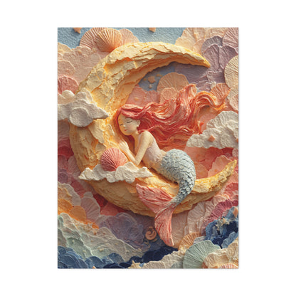 Dreamy Crescent Moon Mermaid Wall Art & Canvas Print