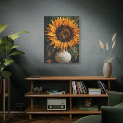 Luxury Impasto Sunflower Vase Painting Wall Art & Canvas Print