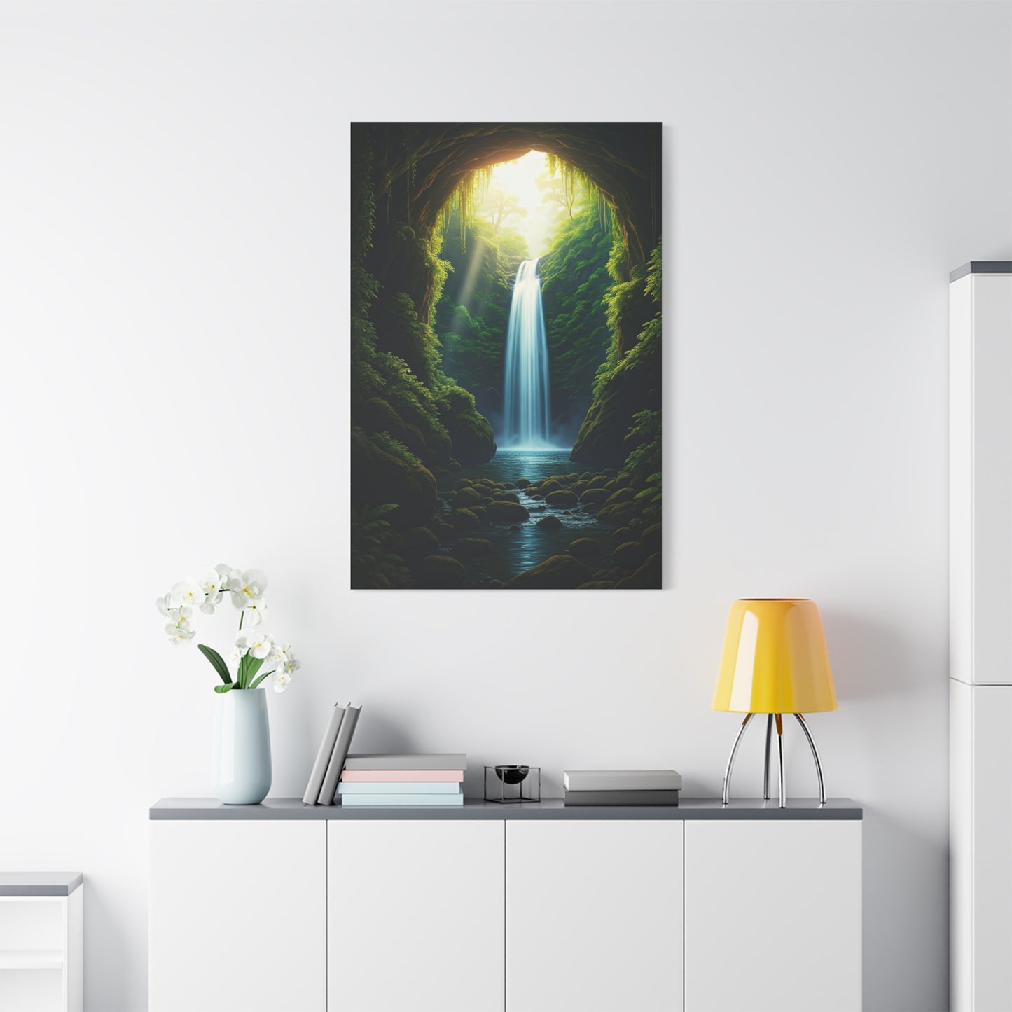 Sunlit Waterfall Sanctuary Wall Art & Canvas Prints