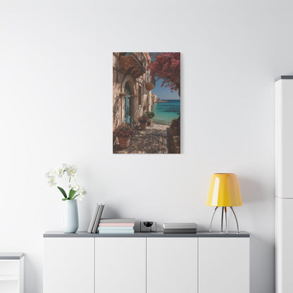 Sicilian Coastal Balcony Scene Wall Art & Canvas Print