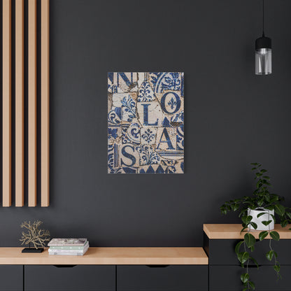 Blue Tile Mosaic Letter Composition Wall Art & Canvas Print