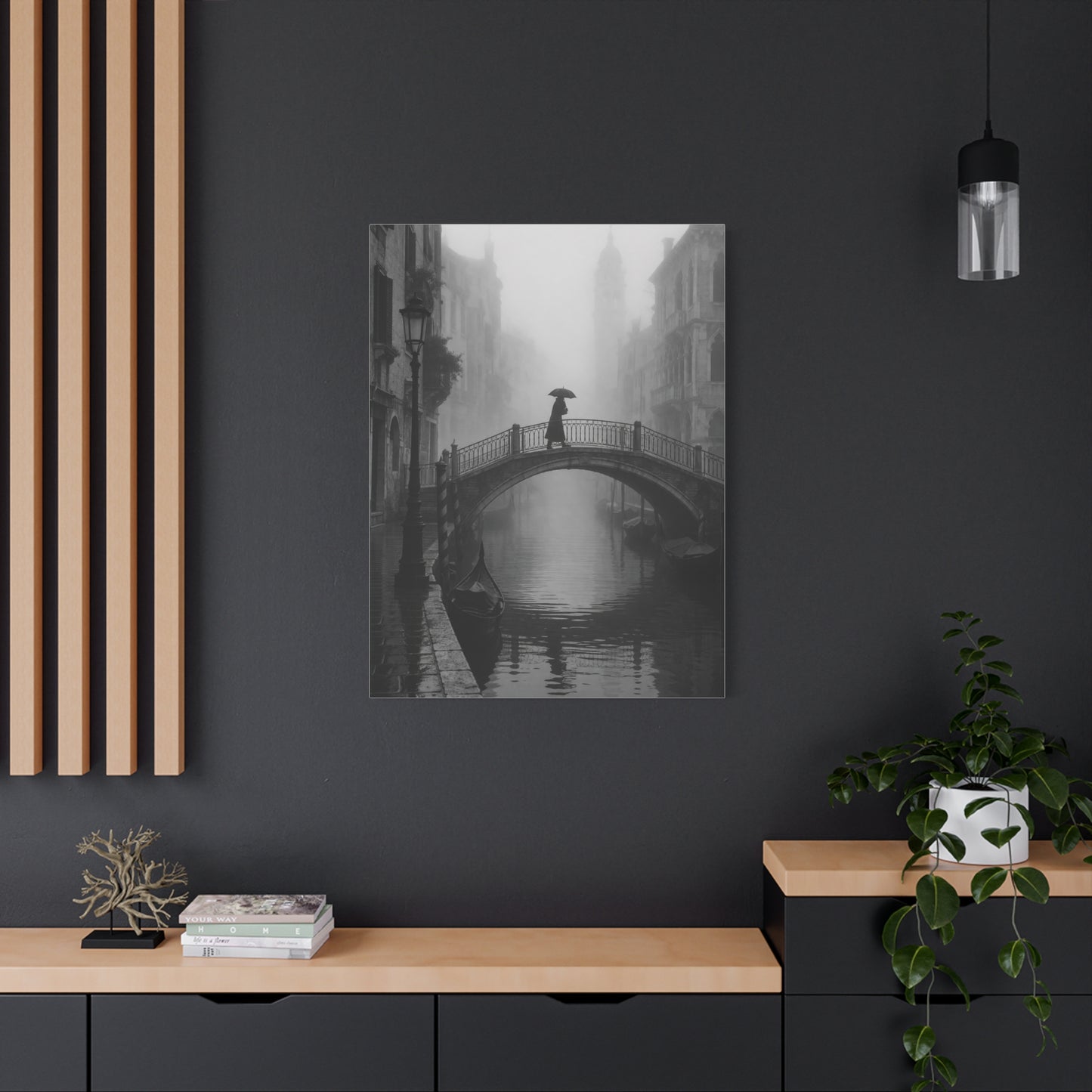 Venetian Bridge Fog Scene Wall Art & Canvas Print