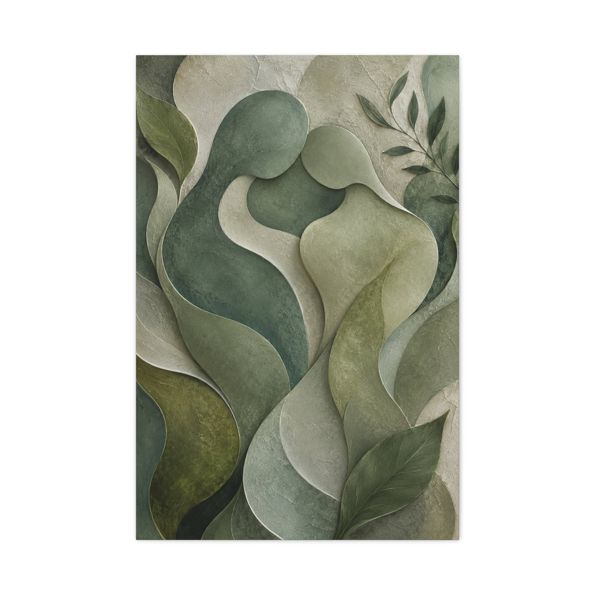 Biophilic Jade Embrace Abstract Wall Art & Canvas Print