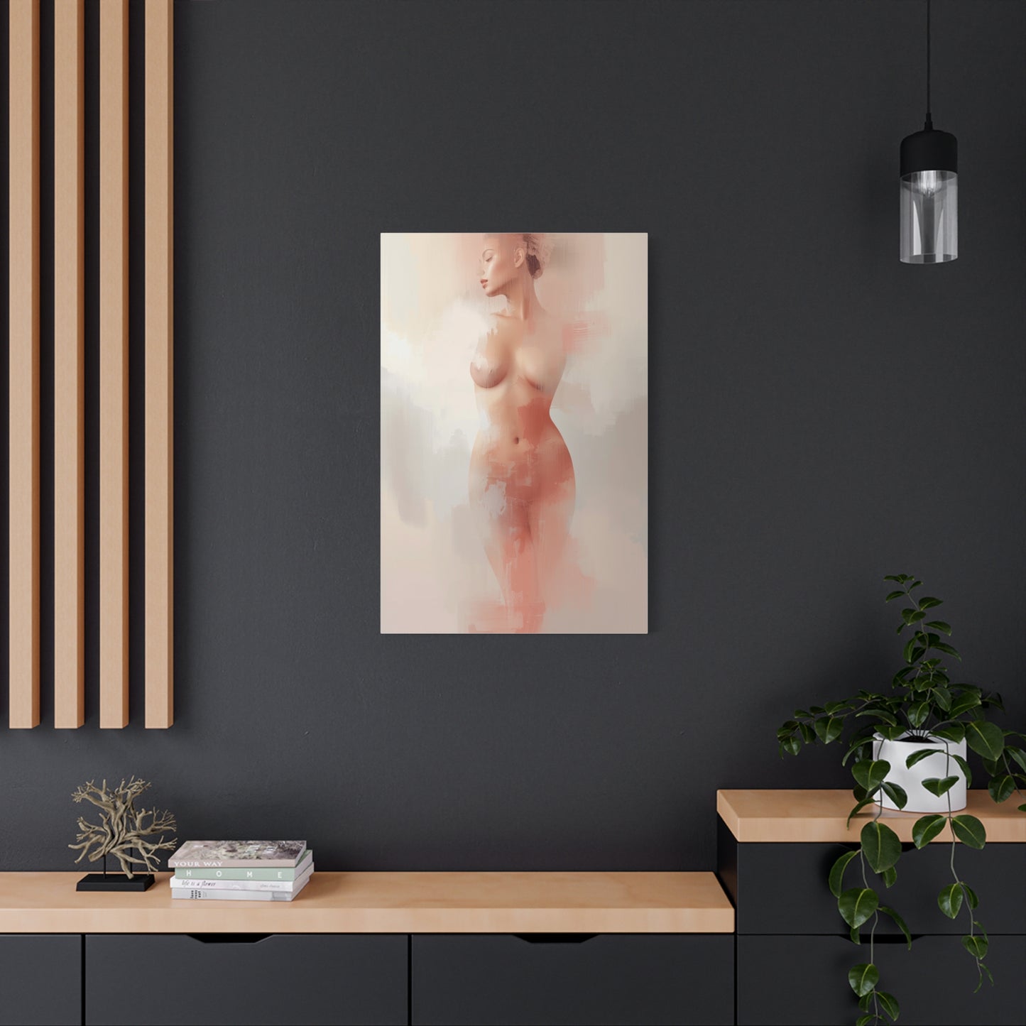 Blush Veil Figure Abstraction Wall Art & Canvas Print