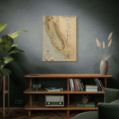 Vintage California Topographic Map Wall Art & Canvas Print