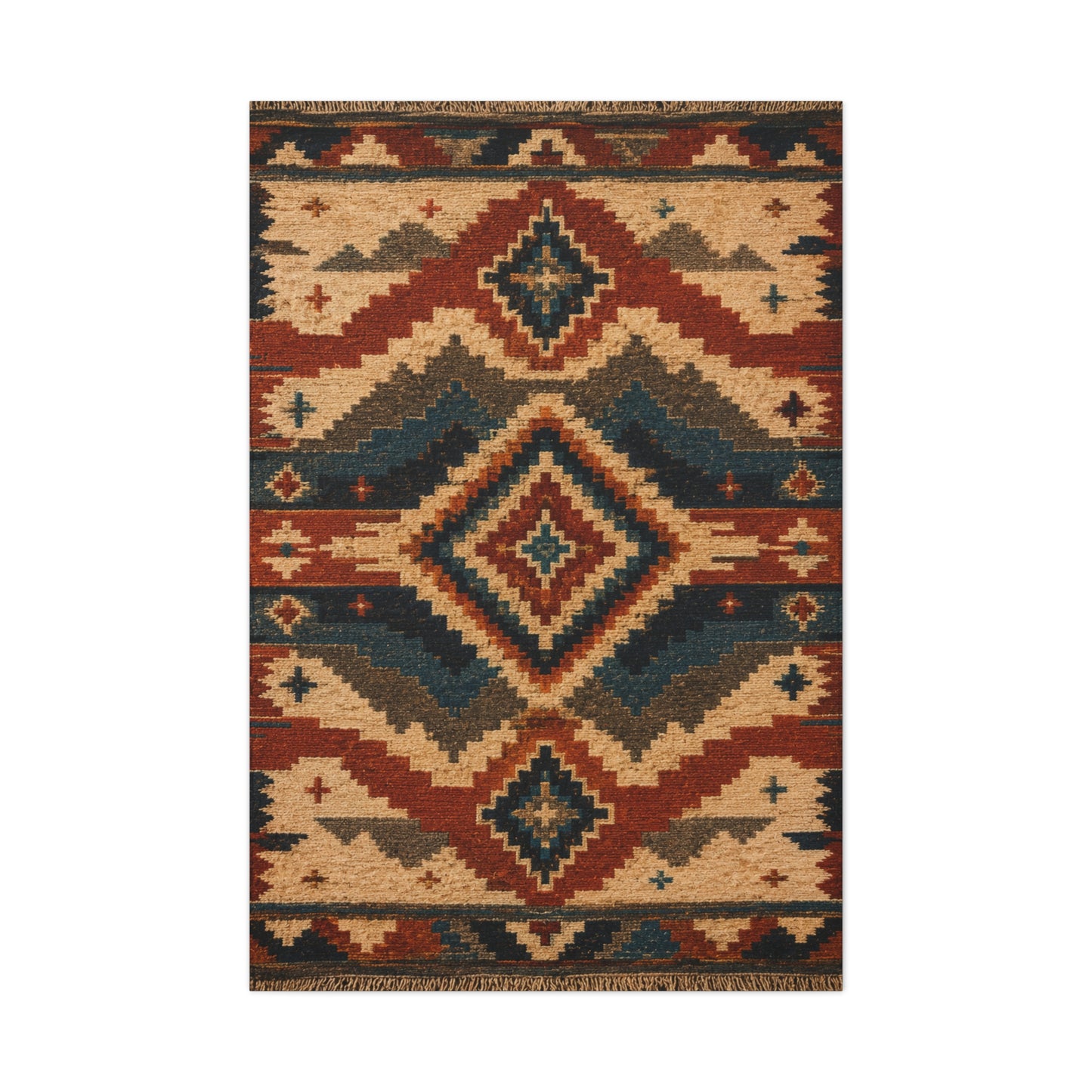 Navajo Inspired Geometric Textile Southwest Wall Art & Canvas Print
