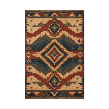 Navajo Inspired Geometric Textile Southwest Wall Art & Canvas Print