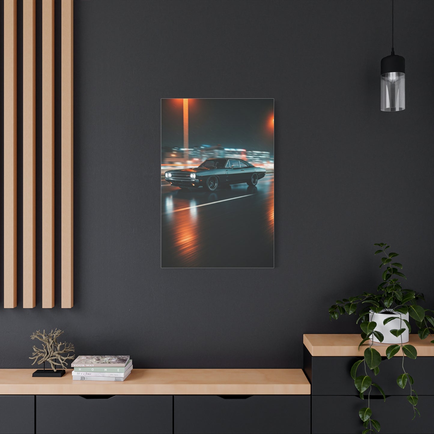 1968 Dodge Charger R/T Triple Black Night Cruise Wall Art & Canvas Prints