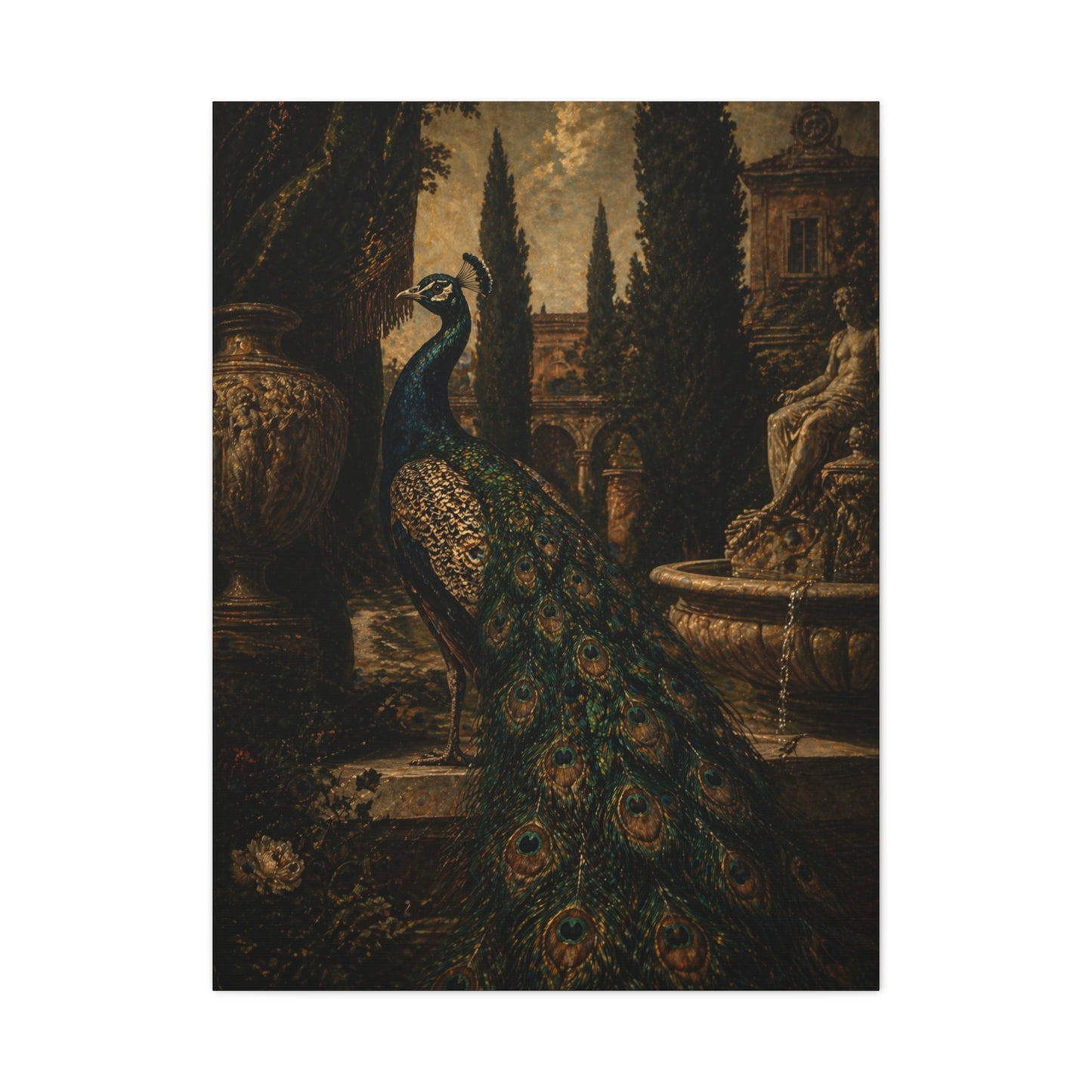 Renaissance Garden Peacock Wall Art & Canvas Print