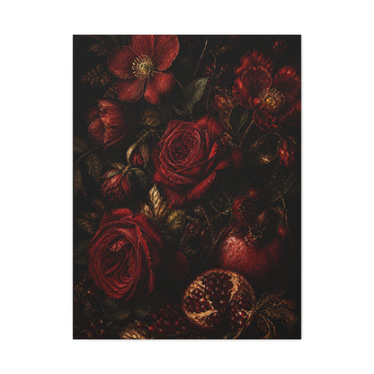 Dark Red Botanical Still Life Wall Art & Canvas Print