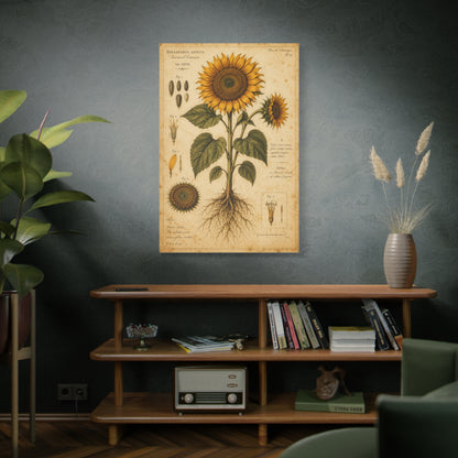 Vintage Botanical Sunflower Study Wall Art & Canvas Print