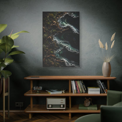 Dark Biophilic Coastal Wave Composition Wall Art & Canvas Print