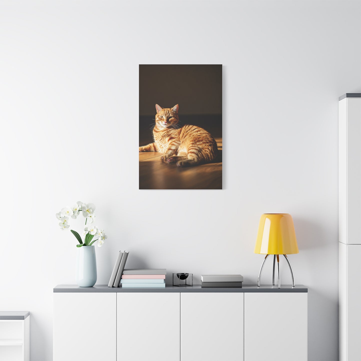 Sunlit Feline Serenity Wall Art & Canvas Print