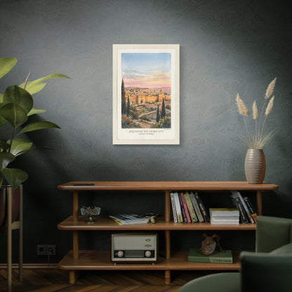 Jerusalem Sunset Watercolor Landscape Wall Art & Canvas Print