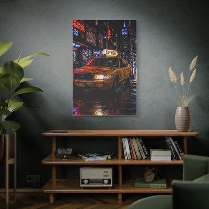 NYC Graffiti Taxi Night Street Wall Art & Canvas Print
