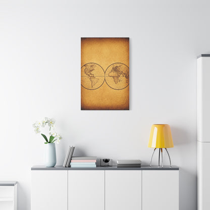 Twin Hemisphere Antique World Map Wall Art & Canvas Prints