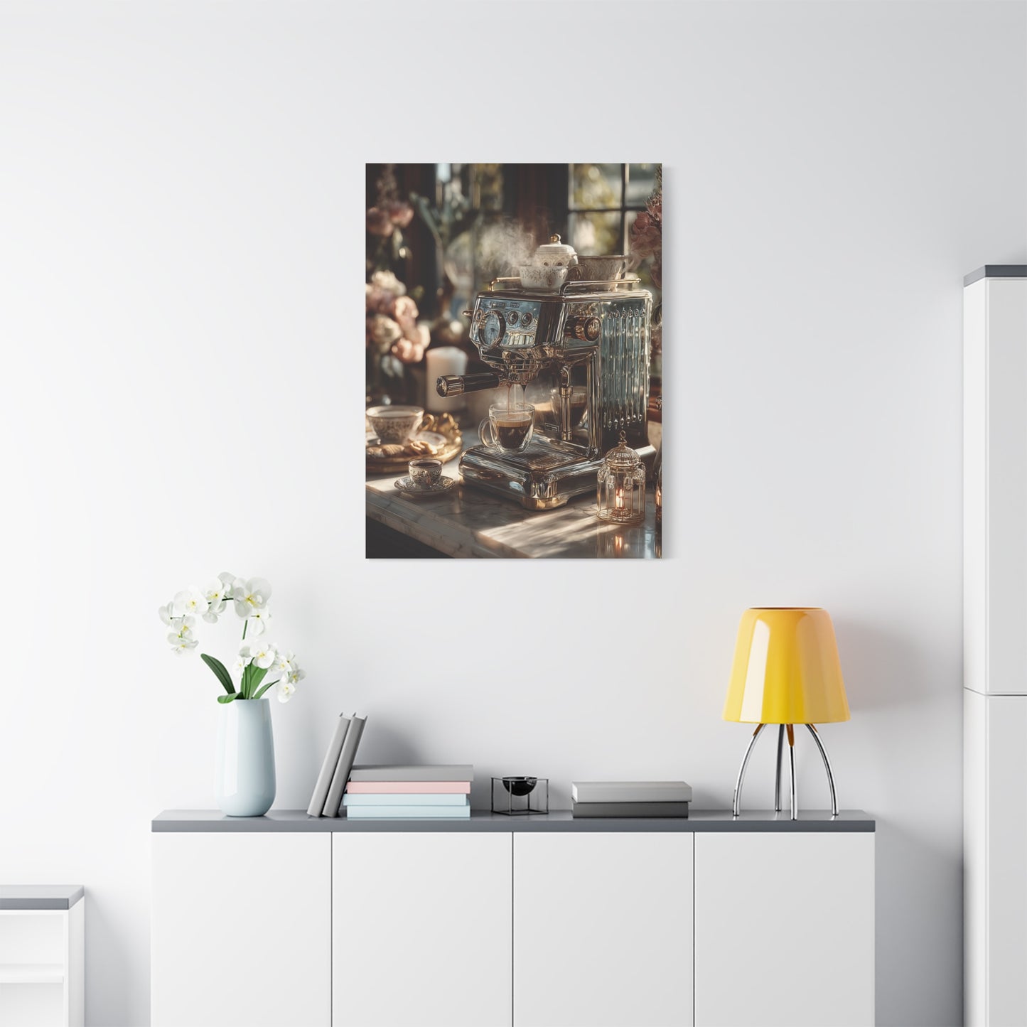 Luxury Espresso Machine Café Scene Wall Art & Canvas Print