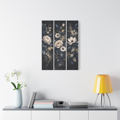 Navy Botanical Floral Triptych Wall Art & Canvas Print