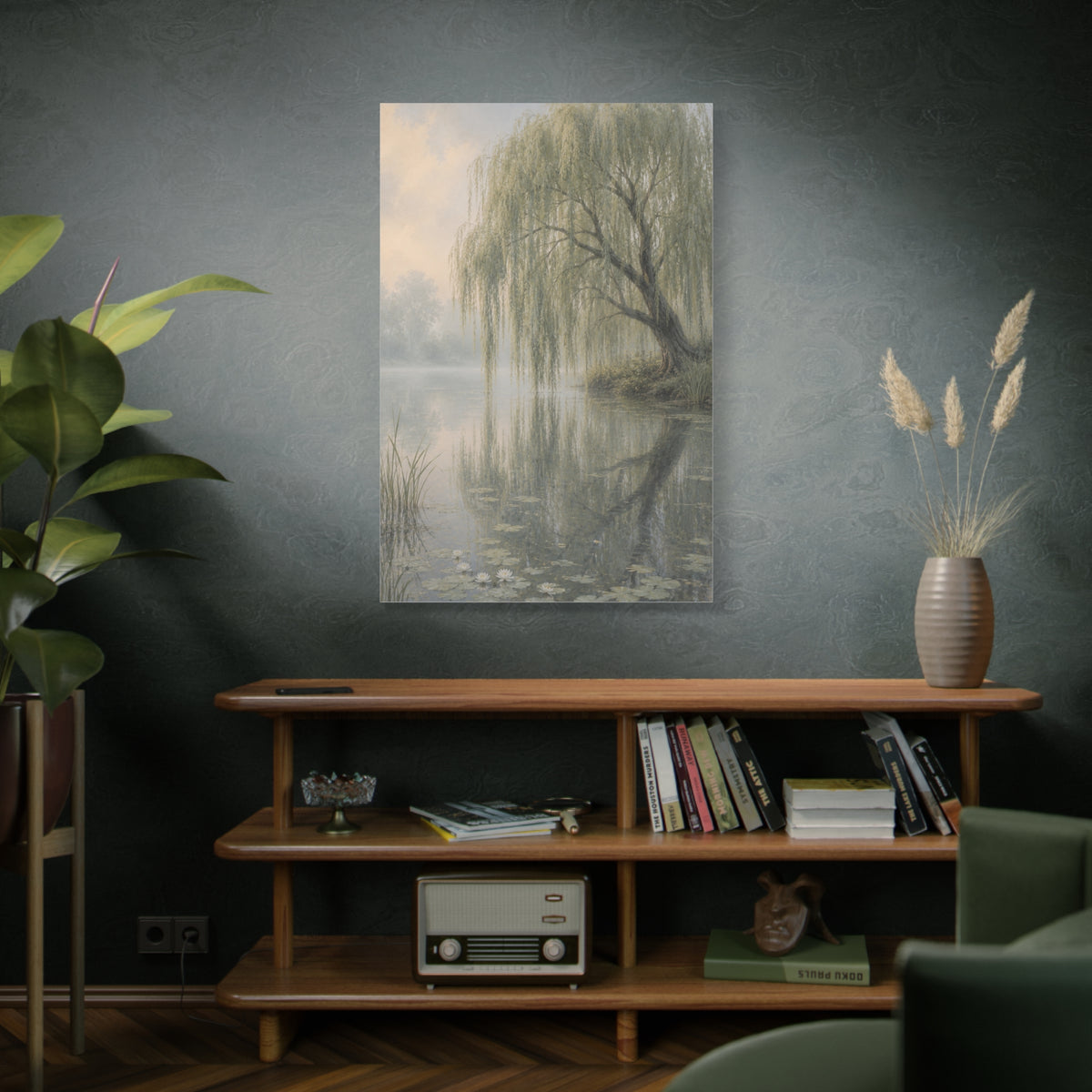 Misty Willow Reflection Lake Trees Wall Art & Canvas Print