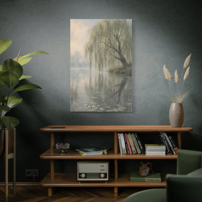 Misty Willow Reflection Lake Trees Wall Art & Canvas Print