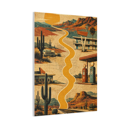 Retro Desert Highway Americana Collage Wall Art & Canvas Print